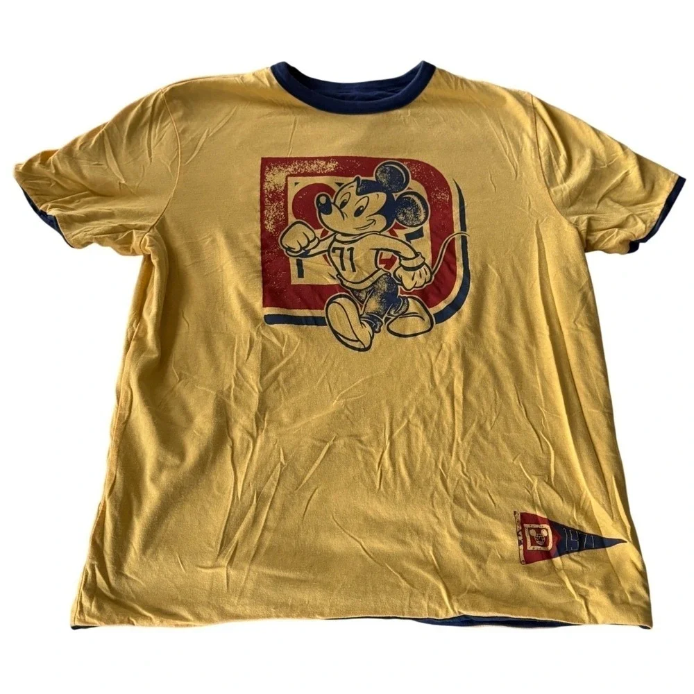 Disney Parks Reversible Shirt Large Mickey Mouse Walt Disney World 71 Navy Gold - Picture 3 of 7